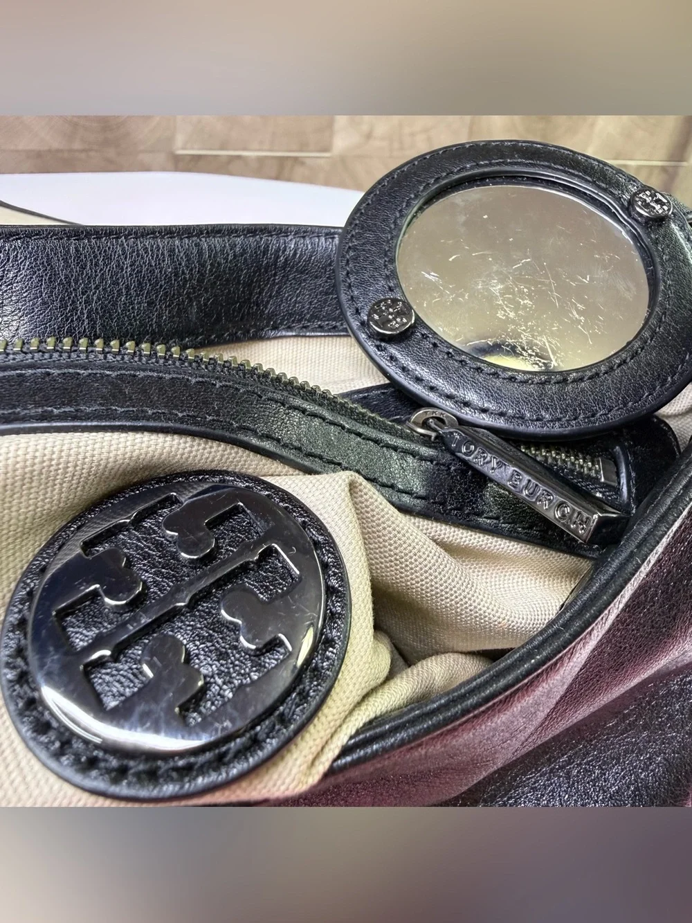 Tory Burch black quilted leather crossbody bag with chain strap